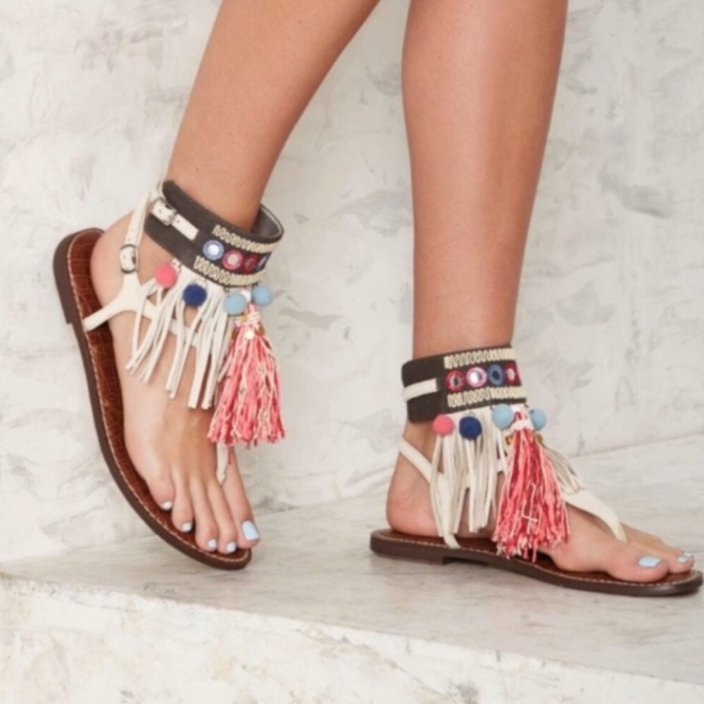 Sam Edelman | Pompom | Embellished | Sandals | Size 10